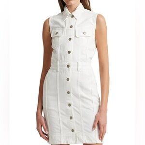 Lauren Ralph Lauren Denim Trucker Dress NWT White Sleeveless Button Front Size 6